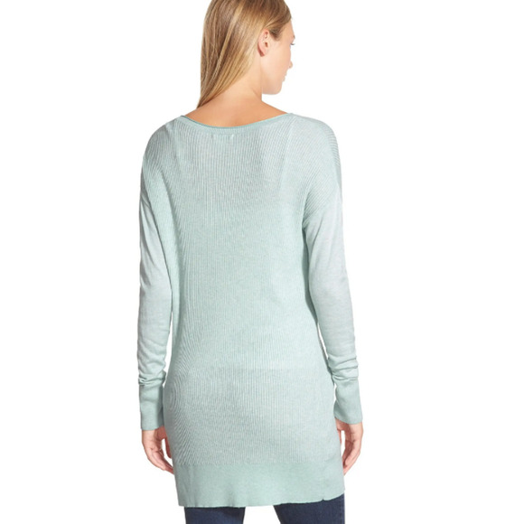 Caslon Women Ballet Neck Rib Knit Tunic Blue Size XL - Picture 2 of 2